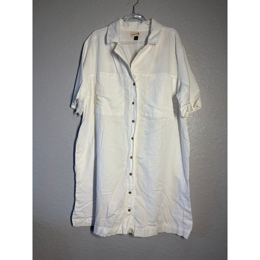 Univeral Threads Linen White Shirt Dress Sz XL Casual Beachy Boho Lagenlook